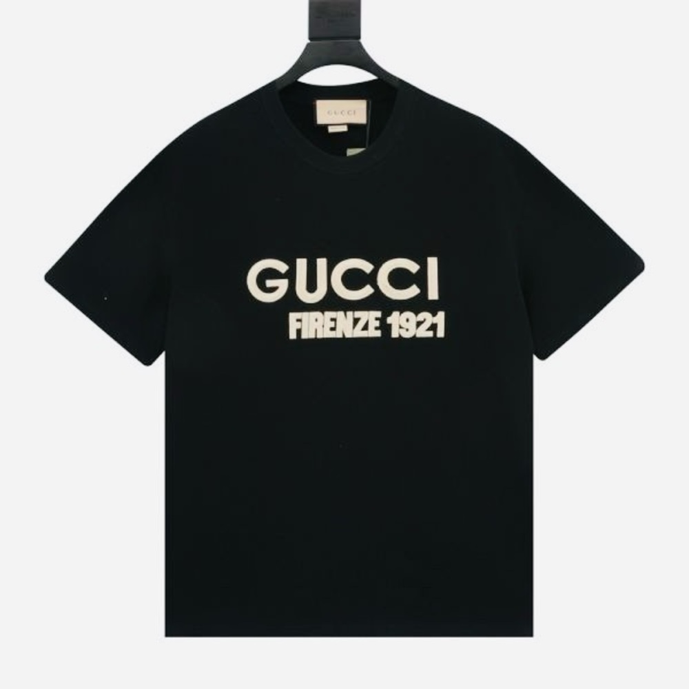 Like New Men Size Medium Gucci Logo Embroidered Oversized Tee 100% Cotton Black - Picture 1 of 13